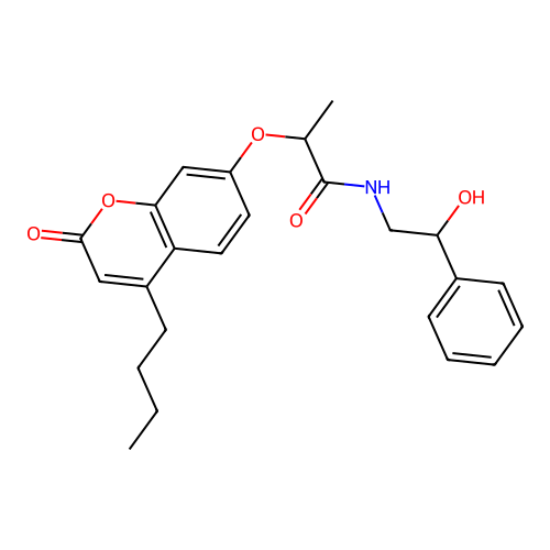 2-[(4-butyl-2-oxo-2H-chromen-7-yl)oxy]-N-(2-hydroxy-2-phenylethyl)propanamide structure