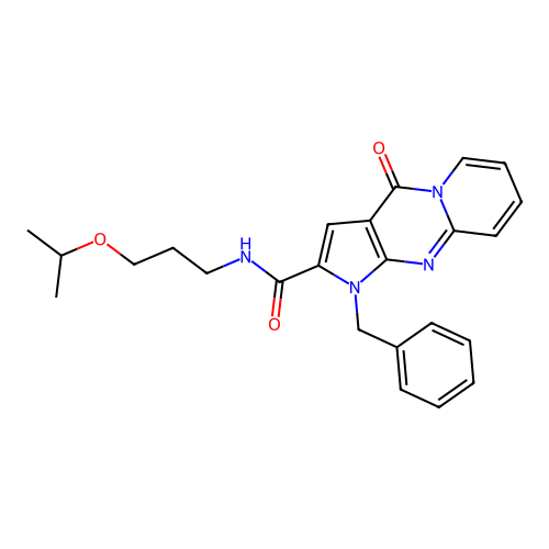 1-benzyl-N-(3-isopropoxypropyl)-4-oxo-1,4-dihydropyrido[1,2-a]pyrrolo[2,3-d]pyrimidine-2-carboxamide structure