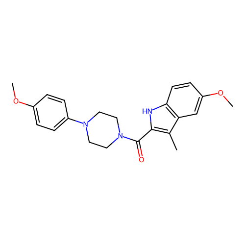(5-methoxy-3-methyl-1H-indol-2-yl)(4-(4-methoxyphenyl)piperazin-1-yl)methanone structure