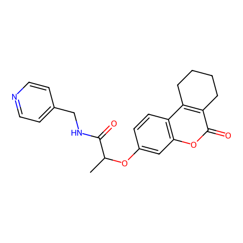 2-[(6-oxo-7,8,9,10-tetrahydrobenzo[c]chromen-3-yl)oxy]-N-(pyridin-4-ylmethyl)propanamide structure