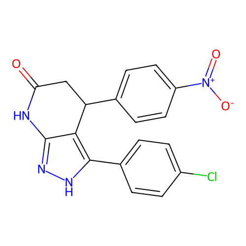 3-(4-chlorophenyl)-4-(4-nitrophenyl)-1,2,4,5-tetrahydropyrazolo[3,4-b]pyridin-6-one structure