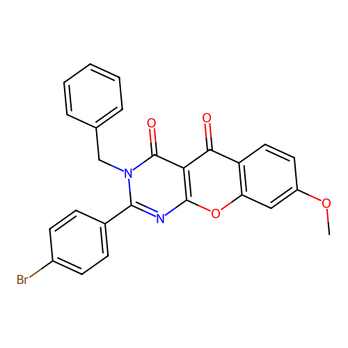 3-benzyl-2-(4-bromophenyl)-8-methoxy-4H-chromeno[2,3-d]pyrimidine-4,5(3H)-dione structure