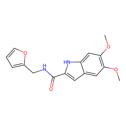 N-(furan-2-ylmethyl)-5,6-dimethoxy-1H-indole-2-carboxamide structure