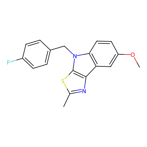 4-(4-fluorobenzyl)-7-methoxy-2-methyl-4H-[1,3]thiazolo[5,4-b]indole structure