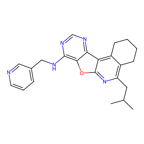 5-(2-methylpropyl)-N-(pyridin-3-ylmethyl)-1,2,3,4-tetrahydropyrimido[4',5':4,5]furo[2,3-c]isoquinolin-8-amine structure