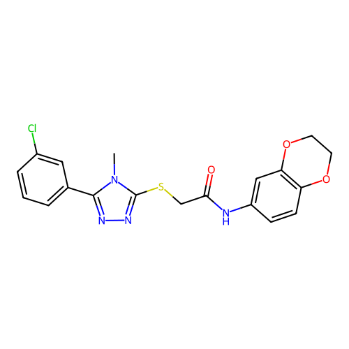 2-{[5-(3-chlorophenyl)-4-methyl-4H-1,2,4-triazol-3-yl]sulfanyl}-N-(2,3-dihydro-1,4-benzodioxin-6-yl)acetamide structure