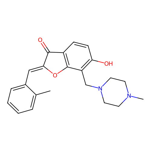 (Z)-6-hydroxy-2-(2-methylbenzylidene)-7-((4-methylpiperazin-1-yl)methyl)benzofuran-3(2H)-one structure