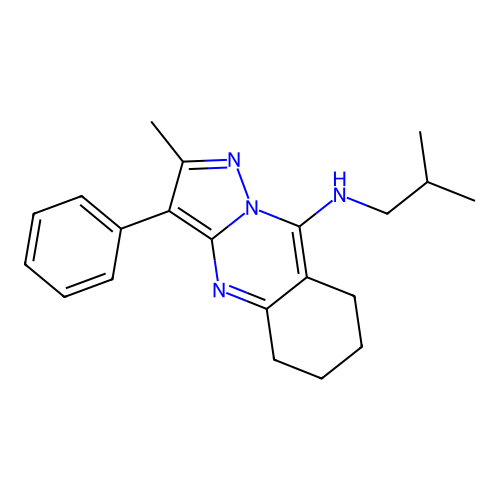 2-methyl-N-(2-methylpropyl)-3-phenyl-5,6,7,8-tetrahydropyrazolo[5,1-b]quinazolin-9-amine structure