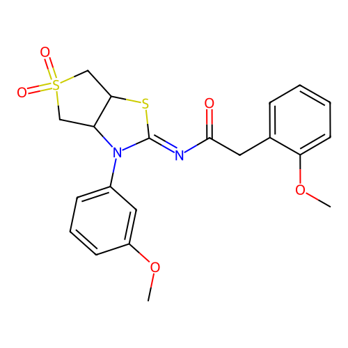 2-(2-methoxyphenyl)-N-[(2E)-3-(3-methoxyphenyl)-5,5-dioxidotetrahydrothieno[3,4-d][1,3]thiazol-2(3H)-ylidene]acetamide structure