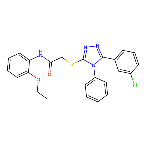 2-[[5-(3-chlorophenyl)-4-phenyl-1,2,4-triazol-3-yl]sulfanyl]-N-(2-ethoxyphenyl)acetamide structure