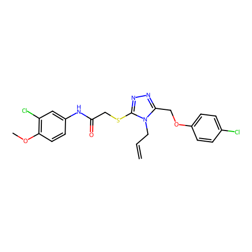 N-(3-chloro-4-methoxyphenyl)-2-({5-[(4-chlorophenoxy)methyl]-4-(prop-2-en-1-yl)-4H-1,2,4-triazol-3-yl}sulfanyl)acetamide structure