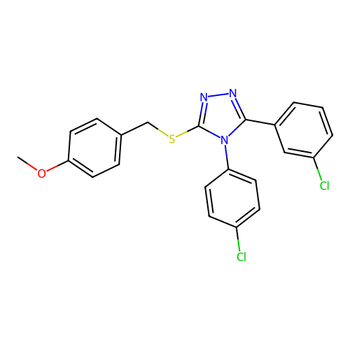 3-(3-chlorophenyl)-4-(4-chlorophenyl)-5-[(4-methoxyphenyl)methylsulfanyl]-1,2,4-triazole structure