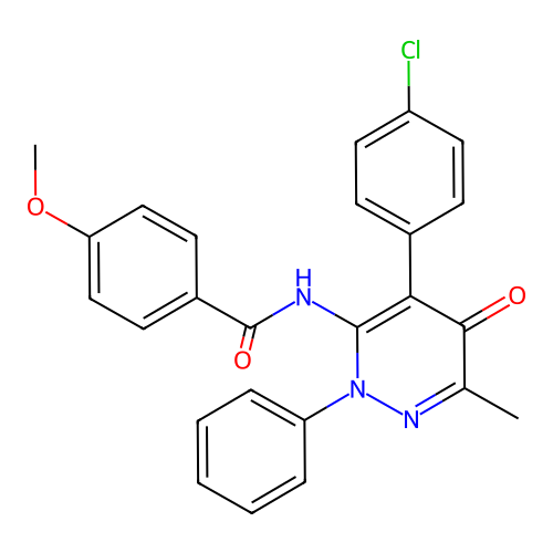 N-[4-(4-chlorophenyl)-6-methyl-5-oxo-2-phenyl-pyridazin-3-yl]-4-methoxy-benzamide structure