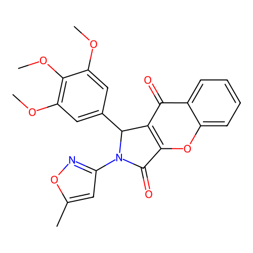2-(5-methyl-1,2-oxazol-3-yl)-1-(3,4,5-trimethoxyphenyl)-1,2-dihydrochromeno[2,3-c]pyrrole-3,9-dione structure
