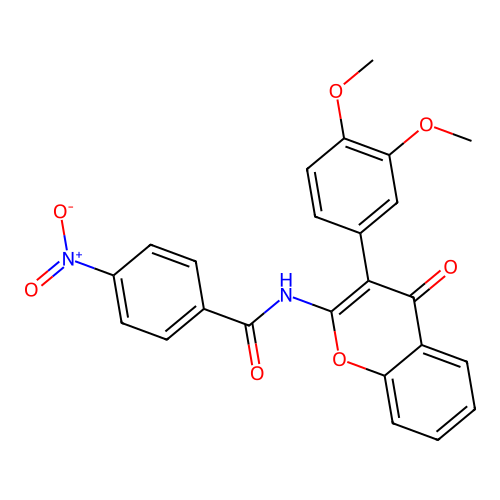 N-(3-(3,4-dimethoxyphenyl)-4-oxo-4H-chromen-2-yl)-4-nitrobenzamide structure