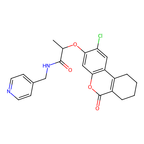 2-((2-chloro-6-oxo-7,8,9,10-tetrahydro-6H-benzo[c]chromen-3-yl)oxy)-N-(pyridin-4-ylmethyl)propanamide structure