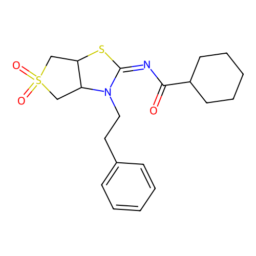 (Z)-N-(5,5-dioxido-3-phenethyltetrahydrothieno[3,4-d]thiazol-2(3H)-ylidene)cyclohexanecarboxamide structure