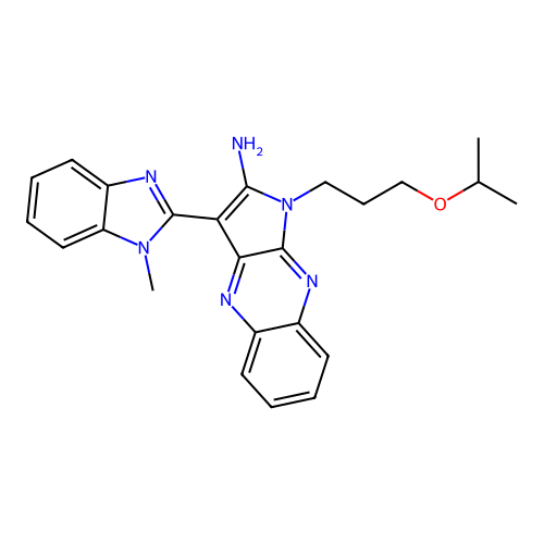 3-(1-methylbenzimidazol-2-yl)-1-(3-propan-2-yloxypropyl)pyrrolo[3,2-b]quinoxalin-2-amine structure
