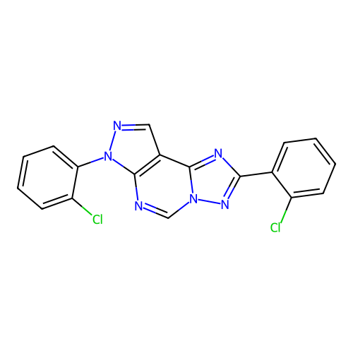 2,7-bis(2-chlorophenyl)-7H-pyrazolo[4,3-e][1,2,4]triazolo[1,5-c]pyrimidine structure