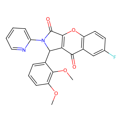 1-(2,3-dimethoxyphenyl)-7-fluoro-2-(pyridin-2-yl)-1,2-dihydrochromeno[2,3-c]pyrrole-3,9-dione structure