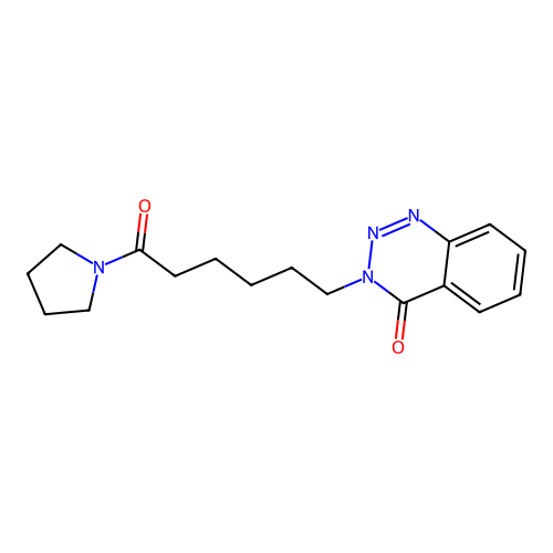 3-[6-oxo-6-(pyrrolidin-1-yl)hexyl]-1,2,3-benzotriazin-4(3H)-one structure