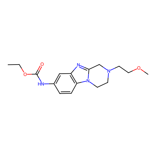 ethyl [2-(2-methoxyethyl)-1,2,3,4-tetrahydropyrazino[1,2-a]benzimidazol-8-yl]carbamate structure