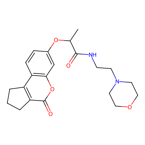 N-(2-morpholin-4-ylethyl)-2-[(4-oxo-2,3-dihydro-1H-cyclopenta[c]chromen-7-yl)oxy]propanamide structure