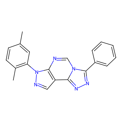 3-(2,5-dimethylphenyl)-7-phenyl-6-hydropyrazolo[5,4-d]1,2,4-triazolo[4,3-e]pyr imidine structure