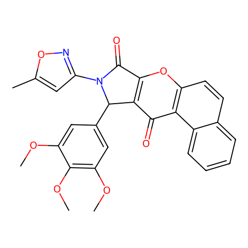 9-(5-methyl-1,2-oxazol-3-yl)-10-(3,4,5-trimethoxyphenyl)-9,10-dihydrobenzo[5,6]chromeno[2,3-c]pyrrole-8,11-dione structure