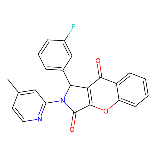 1-(3-fluorophenyl)-2-(4-methylpyridin-2-yl)-1,2-dihydrochromeno[2,3-c]pyrrole-3,9-dione structure
