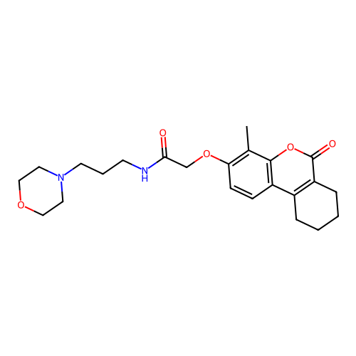 2-((4-methyl-6-oxo-7,8,9,10-tetrahydro-6H-benzo[c]chromen-3-yl)oxy)-N-(3-morpholinopropyl)acetamide structure