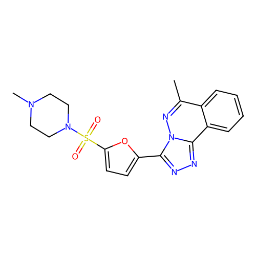 6-methyl-3-(5-((4-methylpiperazin-1-yl)sulfonyl)furan-2-yl)-[1,2,4]triazolo[3,4-a]phthalazine structure