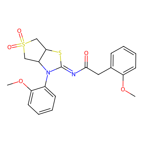 2-(2-methoxyphenyl)-N-[(2E)-3-(2-methoxyphenyl)-5,5-dioxidotetrahydrothieno[3,4-d][1,3]thiazol-2(3H)-ylidene]acetamide structure