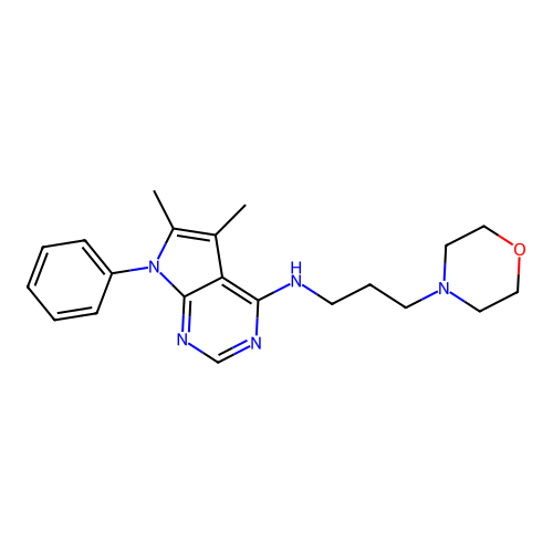 5,6-dimethyl-N-(3-morpholin-4-ylpropyl)-7-phenylpyrrolo[2,3-d]pyrimidin-4-amine structure