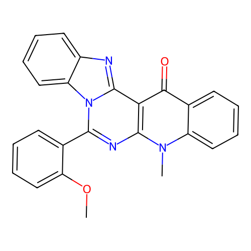 7-(2-methoxyphenyl)-5-methylbenzimidazo[1',2':1,6]pyrimido[4,5-b]quinolin-14(5H)-one structure