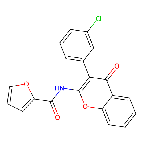 N-[3-(3-chlorophenyl)-4-oxo-4H-chromen-2-yl]furan-2-carboxamide structure