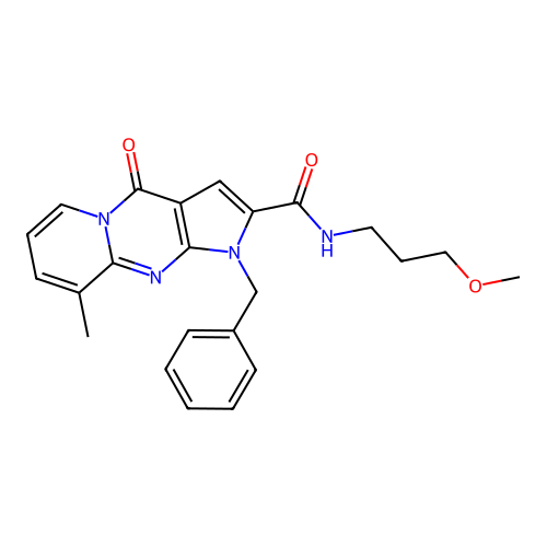 1-benzyl-N-(3-methoxypropyl)-9-methyl-4-oxo-1,4-dihydropyrido[1,2-a]pyrrolo[2,3-d]pyrimidine-2-carboxamide structure