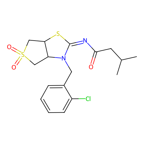 N-[(2Z)-3-(2-chlorobenzyl)-5,5-dioxidotetrahydrothieno[3,4-d][1,3]thiazol-2(3H)-ylidene]-3-methylbutanamide structure
