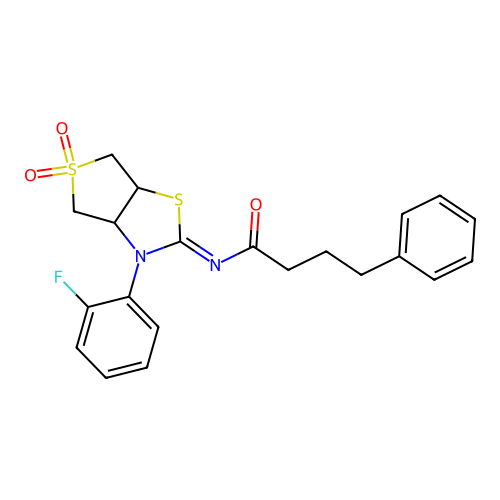 (Z)-N-(3-(2-fluorophenyl)-5,5-dioxidotetrahydrothieno[3,4-d]thiazol-2(3H)-ylidene)-4-phenylbutanamide structure