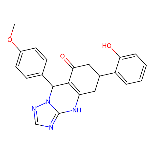 6-(2-hydroxyphenyl)-9-(4-methoxyphenyl)-5,6,7,9-tetrahydro-[1,2,4]triazolo[5,1-b]quinazolin-8(4H)-one structure