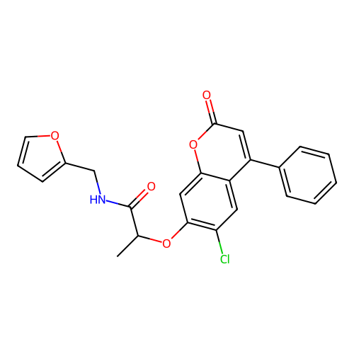 2-((6-chloro-2-oxo-4-phenyl-2H-chromen-7-yl)oxy)-N-(furan-2-ylmethyl)propanamide structure