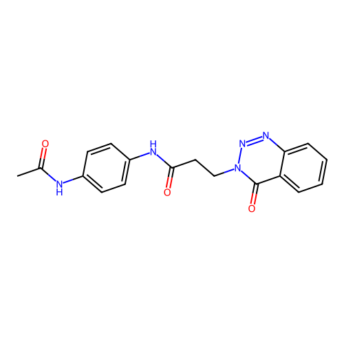 N-[4-(acetylamino)phenyl]-3-(4-oxo-1,2,3-benzotriazin-3(4H)-yl)propanamide structure