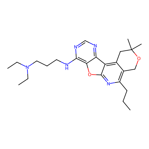 N'-(2,2-dimethyl-5-propyl-1,4-dihydro-2H-pyrano[4'',3'':4',5']pyrido[3',2':4,5]furo[3,2-d]pyrimidin-8-yl)-N,N-diethylpropane-1,3-diamine structure