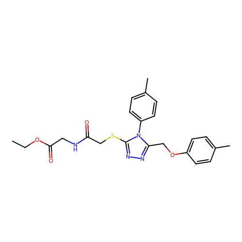 ethyl 2-(2-((4-(p-tolyl)-5-((p-tolyloxy)methyl)-4H-1,2,4-triazol-3-yl)thio)acetamido)acetate structure
