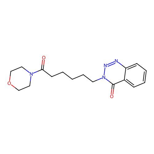 3-[6-(morpholin-4-yl)-6-oxohexyl]-1,2,3-benzotriazin-4(3H)-one structure