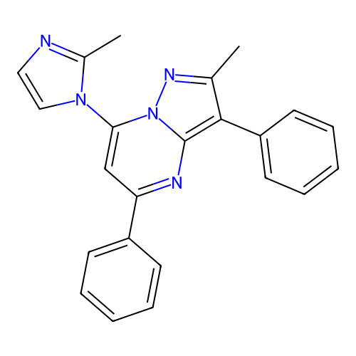 2-methyl-7-(2-methyl-1H-imidazol-1-yl)-3,5-diphenylpyrazolo[1,5-a]pyrimidine structure