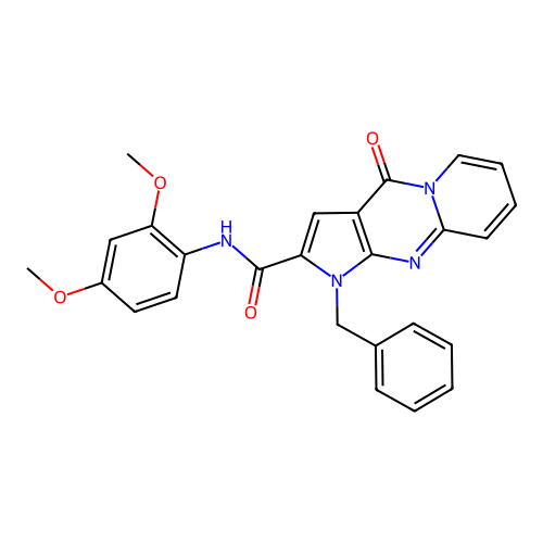 1-benzyl-N-(2,4-dimethoxyphenyl)-4-oxo-1,4-dihydropyrido[1,2-a]pyrrolo[2,3-d]pyrimidine-2-carboxamide structure