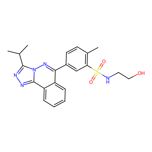 N-(2-hydroxyethyl)-2-methyl-5-(3-propan-2-yl-[1,2,4]triazolo[3,4-a]phthalazin-6-yl)benzenesulfonamide structure