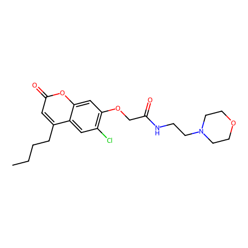 2-((4-butyl-6-chloro-2-oxo-2H-chromen-7-yl)oxy)-N-(2-morpholinoethyl)acetamide structure