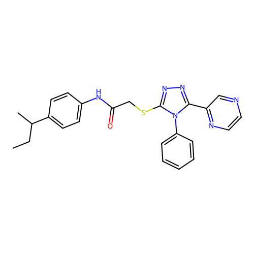 N-(4-butan-2-ylphenyl)-2-[(4-phenyl-5-pyrazin-2-yl-1,2,4-triazol-3-yl)sulfanyl]acetamide structure